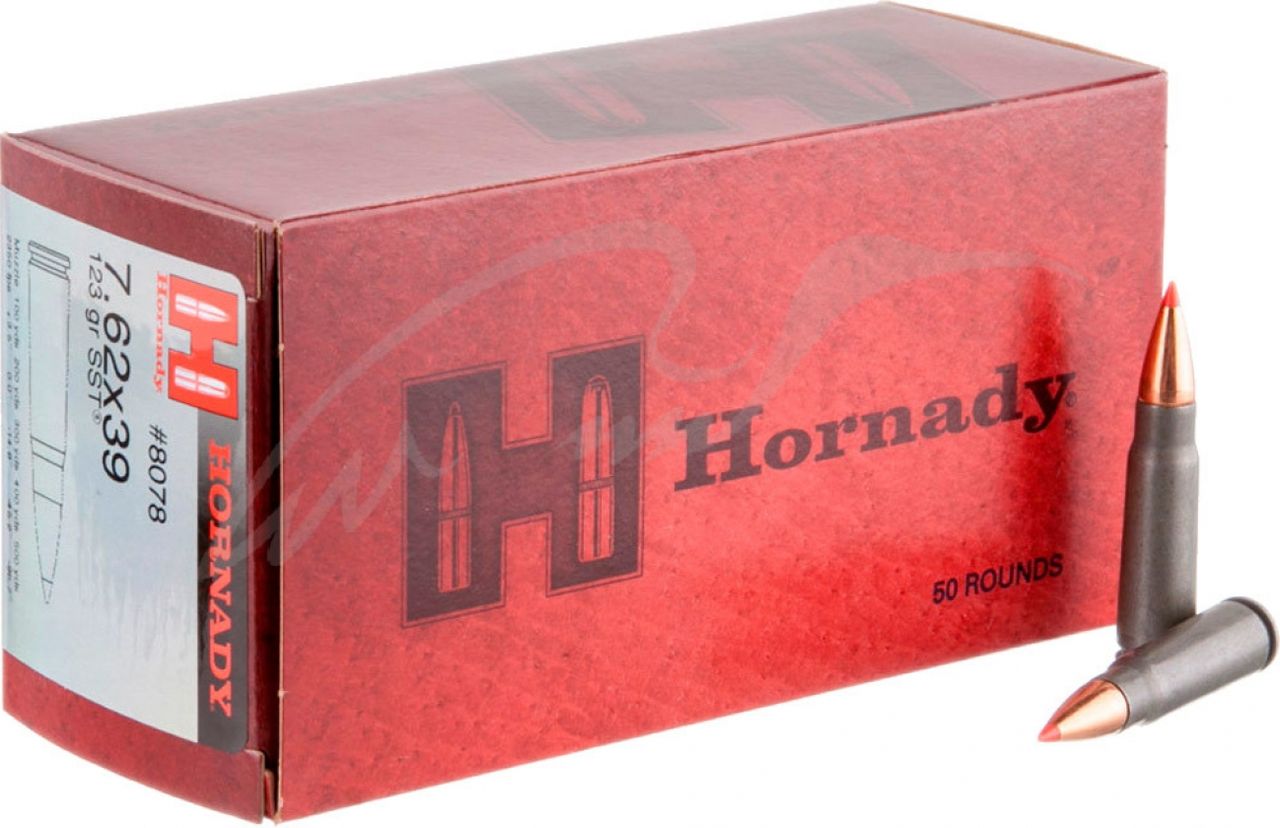 Патрон Hornady Custom кал. 7,62х39 пуля SST масса 8 г (123 гран). Стальная гильза