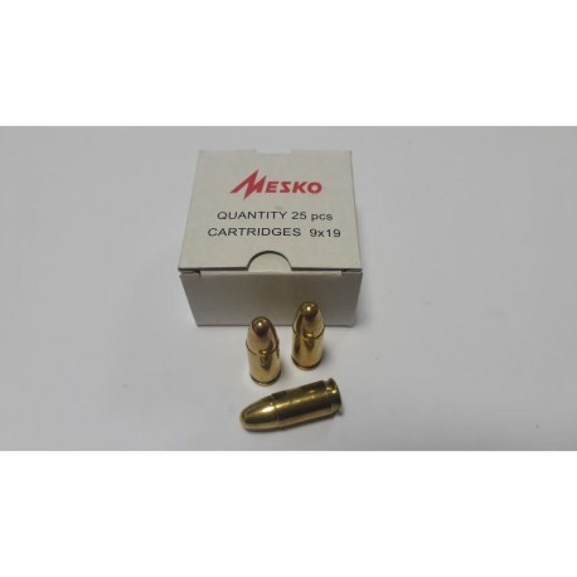 Патрон Mesko 9мм (9х19) 8г/123 gr, пуля/гильза лат.