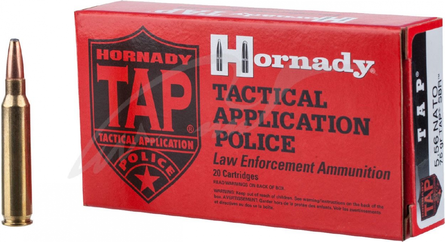 Патрон Hornady Law Enforcement TAP SBR кал. 5,56/45 пуля SP TAP масса 4.86 г (75 гран). Для винтовок SBR (10.5"-11.5")