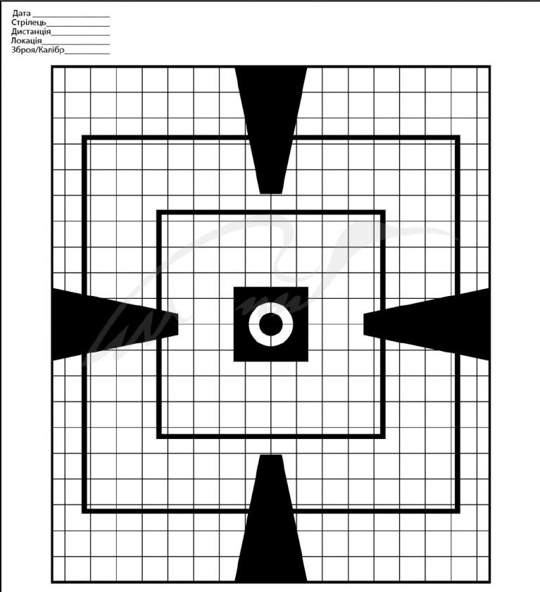 Мишень пристрелочная на 100 м шаг 0.1 MRAD